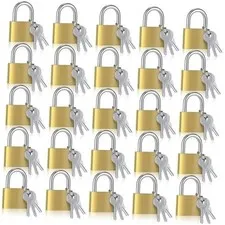 Solid Brass Keyed Padlock, Small Padlocks Keyed Alike Yellow Gym Lock, Strong