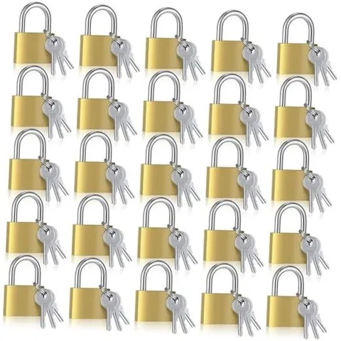 Solid Brass Keyed Padlock, Small Padlocks Keyed Alike Yellow Gym Lock, Strong