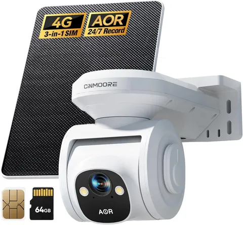 4G LTE Cellular Security Camera Outdoor 2.5K QHD, No WiFi 24/7 Off-white