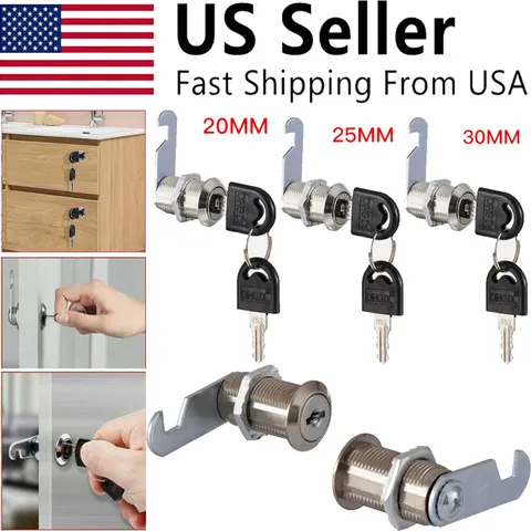 18mm Cam Lock Keyed Alike Cabinet Drawer Mailbox Storage Lock 20 25 30mm 2 Keys