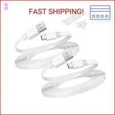 Itramax USB to Micro USB Extension Cable 10FT 2Pack,Flat Charging Power Extender