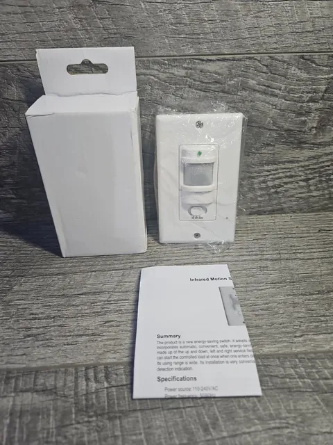 Motion Sensor Light Switch 110V 180° Wall Occupancy Sensor 2 Settings White