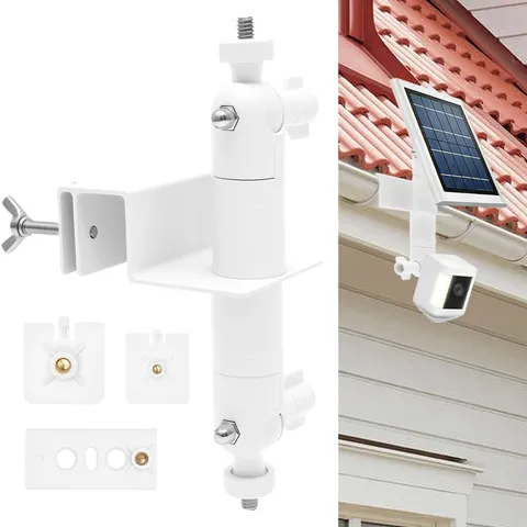 2-in-1 No-Drill Gutter Mount Bracket for Ring Cameras & Solar Panels, 360° Ad...