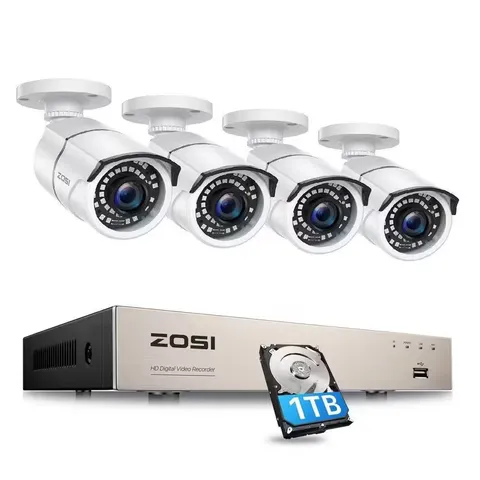 8-Channel 5Mp-Lite 1TB DVR Security Camera System with 4 1080P Wired Cameras, 12