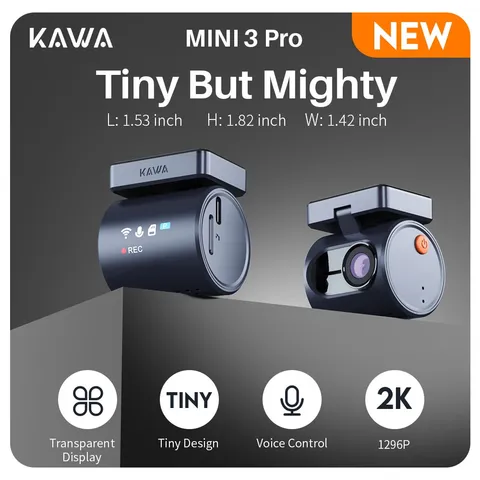 2K KAWA MINI 3 Pro Cameras for Car DVR Tiny Dash Cam 24 Parking Auto Video Recor