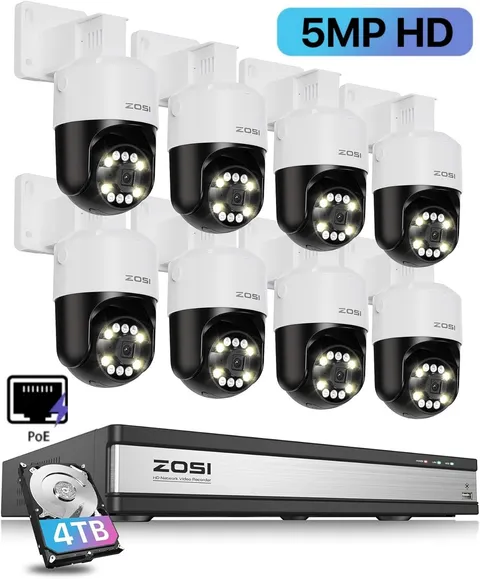 ZOSI 4K 16CH NVR PoE Security PTZ Camera System AI Human Detection Audio 4TB