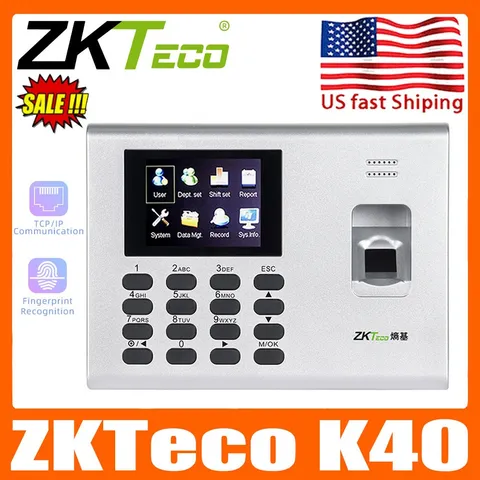 ZKTeco K40 USB Biometric Fingerprint Time Attendance System W/  Battery US Stock
