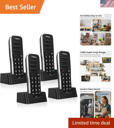Wireless Intercoms for Home & Office - 1 Mile Range, 4 Pack, Anti-Interference