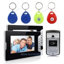 7" Color Video Door Phone Doorbell Home Intercom Entry Keyfobs Unlock 1-In 1-Out