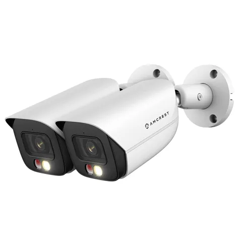 Amcrest 2-Pack 5MP IP PoE AI Camera w/ 49ft Color Night Vision, White