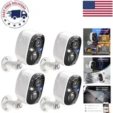 Portable 4-Pack Security Cameras - 2K Video, Color Night Vision & HD Monitoring