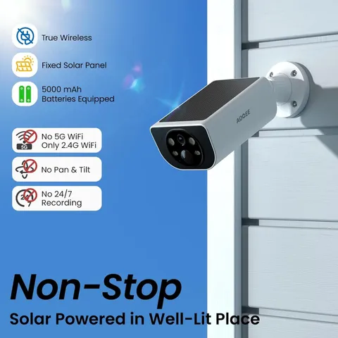 AOQEE Cámara solar 2K para exteriores, inalámbrica, WiFi de 2.4 GHz, para segur