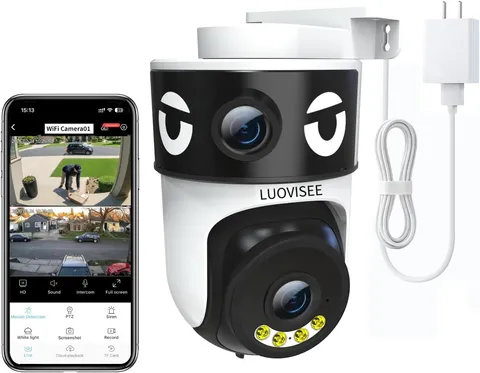 Dual Lens Security Camera Outdoor/Indoor,Wired Camera for Home Security for Plug