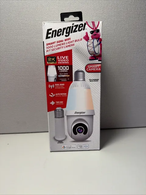 Energizer 1000 Lumens 2K Outdoor Smart Bulb Camera w/ Motion, White