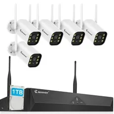 JENNOV 5MP Outdoor WiFi Security Camera 10CH NVR Kit Human Detection