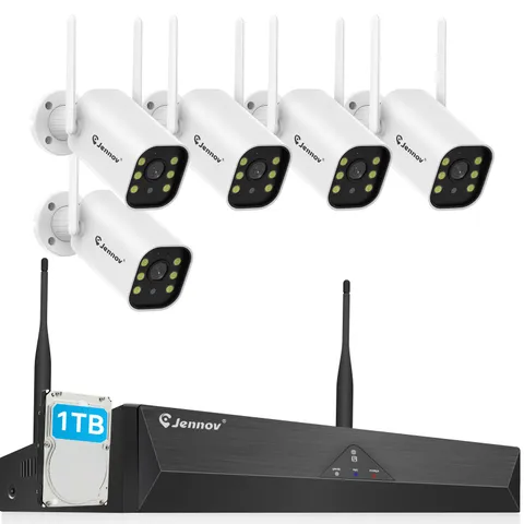 JENNOV 5MP Outdoor WiFi Security Camera 10CH NVR Kit Human Detection