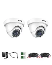 ZOSI 2Pack 2.0MP HD 1080P Security Cameras Kit, 80ft Night Vision, Indoor Out...