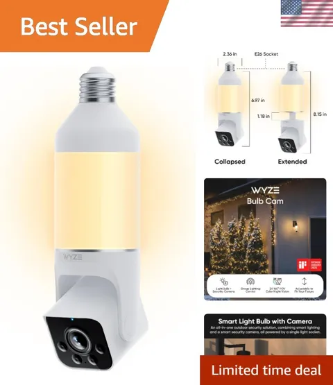 Elegant 2K Outdoor Lightbulb Security Camera with Siren & Free Expert Support