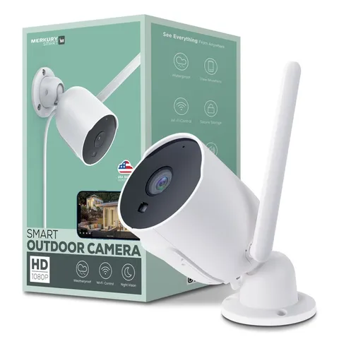 Outdoor Camera 1080p Weatherproof Security Camera with Night Vision White 1-Pack