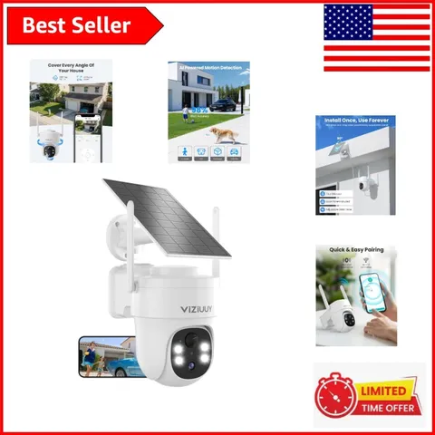 360° PTZ Solar Security Camera with Color Night Vision - Wi-Fi 6 Compatible