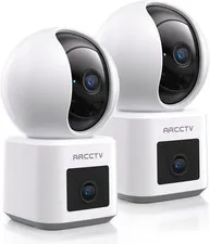 Dual Lens Indoor Security Camera 2 Pack, 2.5K HD Pet Camera | 360°View PTZ, Moti