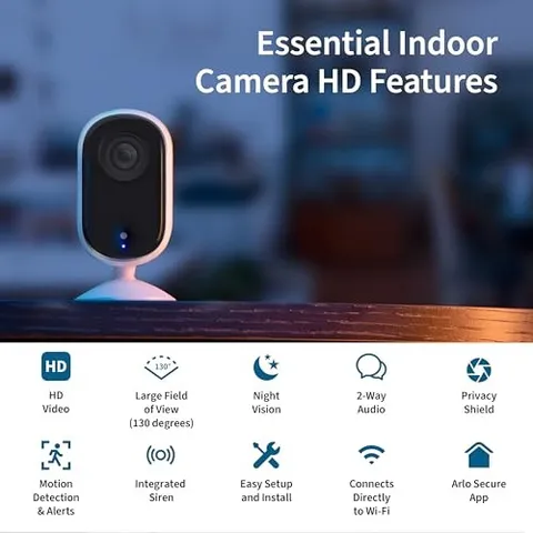 ARLO ESSENTIAL SECURITY CAMERA HD | INDOOR ONLY | 2ND GEN | PET CAMERA & -