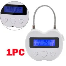 1X White Time Lock LCD Display Time Lock Multifunction Travel Electronic Timer