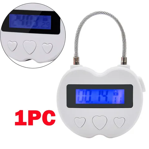 1X White Time Lock LCD Display Time Lock Multifunction Travel Electronic Timer
