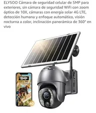 ELYSOO 5MP 4G LTE Solar PTZ Outdoor Camera 10X Zoom Night Vision Tracking