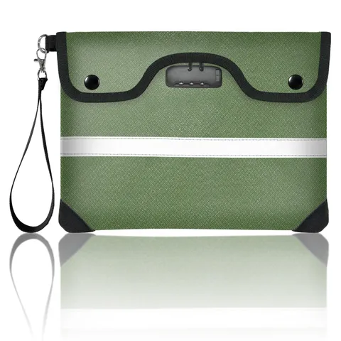 Green 6200F Fireproof Document Storage Bag Safe Lock Pouch Cash 11.4x8.3 Inch