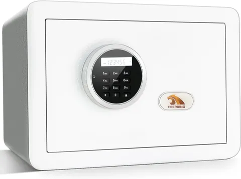 1.2 Cu Ft Small Safe Box, White Security Safe with Digital Keypad, 2-Bolt Anti-T