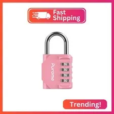 Puroma 1 Pack Combination Lock Locker 4 Digits Combo Padlock Gym Rose Pink