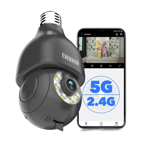 2K HD Light-Bulb Security Camera, Wireless 2.4G&5Ghz WiFi, Outdoor&Indoor, RT...