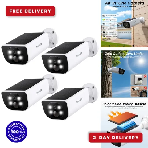 Cinnado S1 Wireless Outdoor Security Cameras 2K Night Vision 4 Pack
