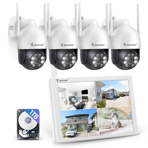 5MP Security Camera System Outdoor Wireless Home WiFi 10CH 10'' Monitor 1TB HDD