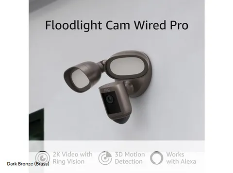 LOT OF 2 x NEW Ring Floodlight Cam Wired Pro BirdEyeView 3D Camera Dark Bronze