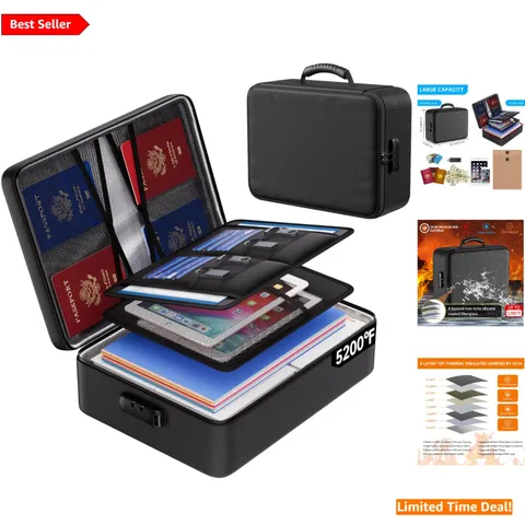 Portable 5200°F Fireproof File Bag with Lock - Ultimate Security for Valuables