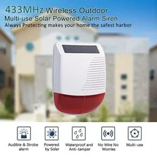 Solar Alarm Light Strobe Audible Wireless Motion Sensor Detector Security Siren