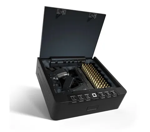 XDeer  Biometric Handgun Safe Matte Black w/ 2 Override Keys & Cable