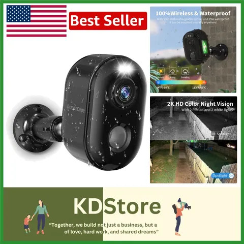 Weatherproof Wireless 2K Security Camera with Color Night Vision & Smart Alerts
