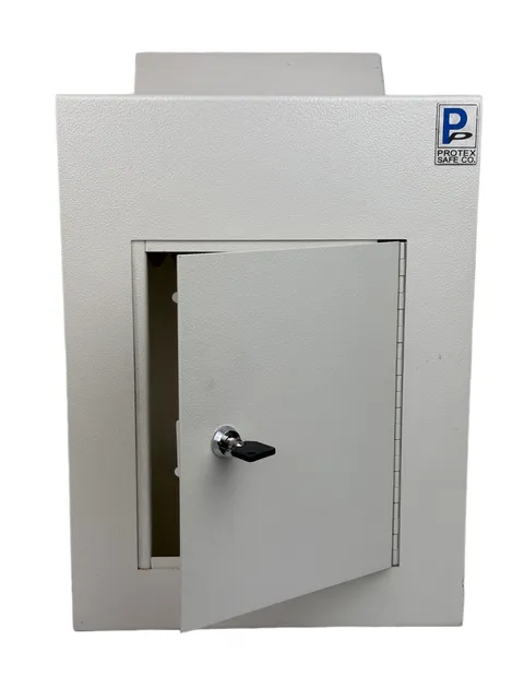 Protex Wall Depository Drop Box with Adjustable Chute 12"W x 16"H Beige READ