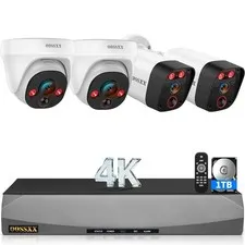 (2026 New) 4K PoE System Wired, 8CH NVR with 1TB HDD, 4 x 8MP Cameras (2 Bull...