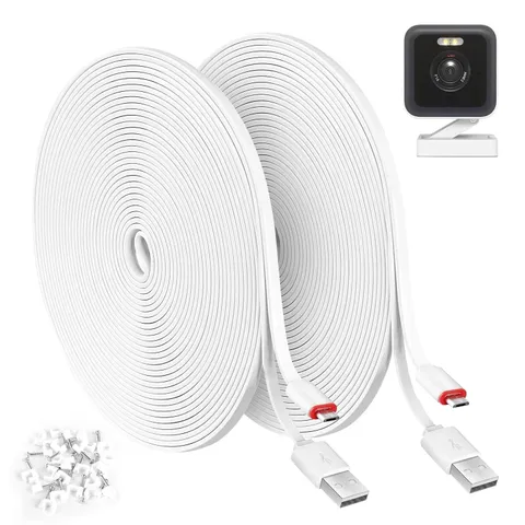 2 Pack 25FT USB Power Extension Cable for Wyze Cam V4 Pan Security Camera
