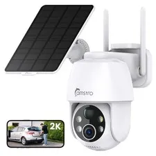 CAMSTRO 3MP PT Wireless IP Security Camera Solar Battery Color Night 2 Way Audio