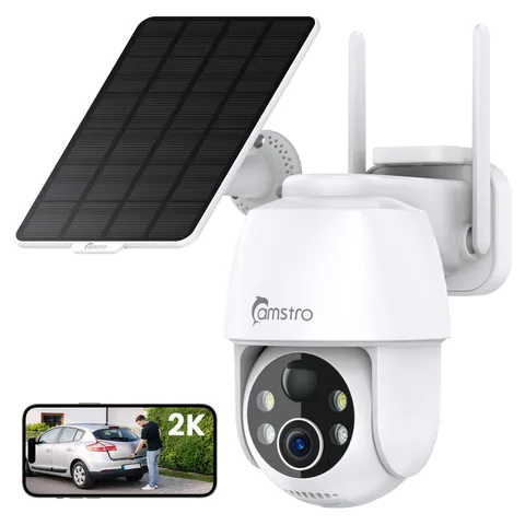 CAMSTRO 3MP PT Wireless IP Security Camera Solar Battery Color Night 2 Way Audio