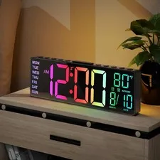JALL 10.5'' Large Digital Alarm Clock with Big LED Number, Remote