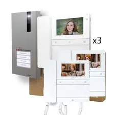 2-Wire Video Door Phone Kit for 3 Homes with SQUARE Plate and CHRONOS Monitor...