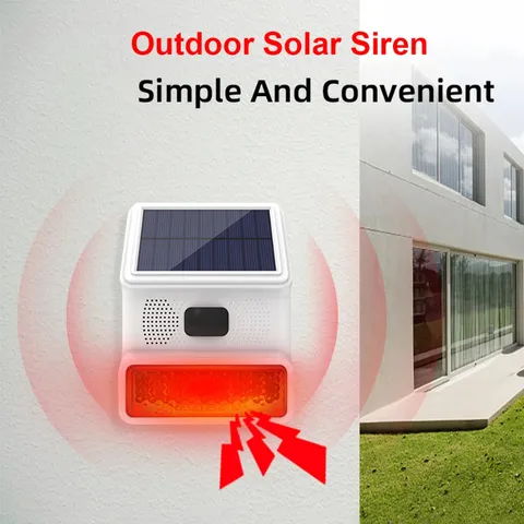 Upgraded Wireless Solar Alarm 433MHz with LED Flash As Outdoor Waterproof Alarm