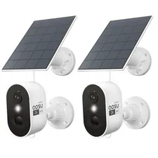 aosu 2K Solar Security Cameras Wireless Cam, 2Pack-Solar Cam/White