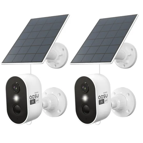 aosu 2K Solar Security Cameras Wireless Cam, 2Pack-Solar Cam/White